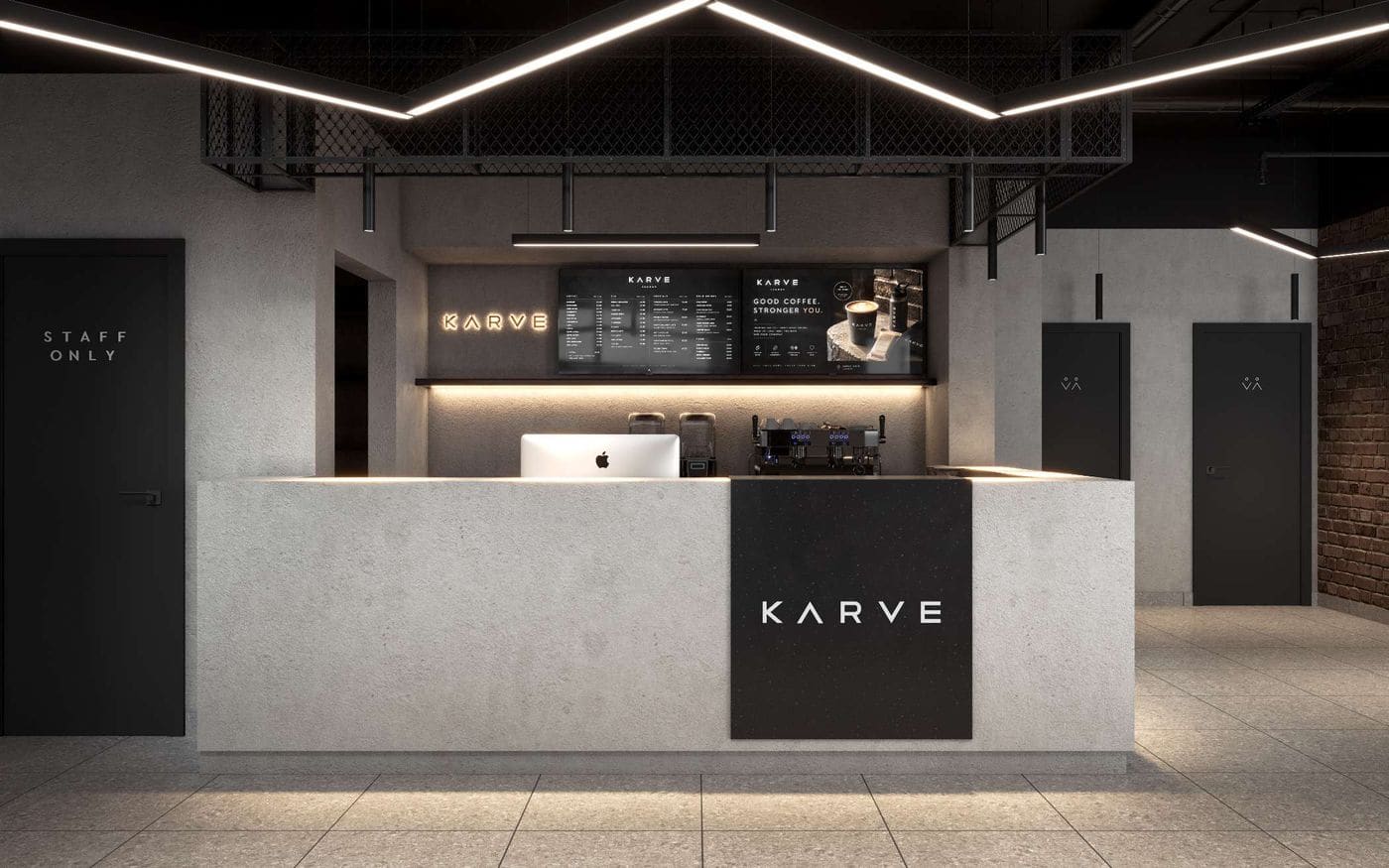 Architect's visualisation of the reception at KARVE Clapham Junction, opening January 2027 Architect's visualisation of the reception at KARVE Clapham Junction, opening January 2027