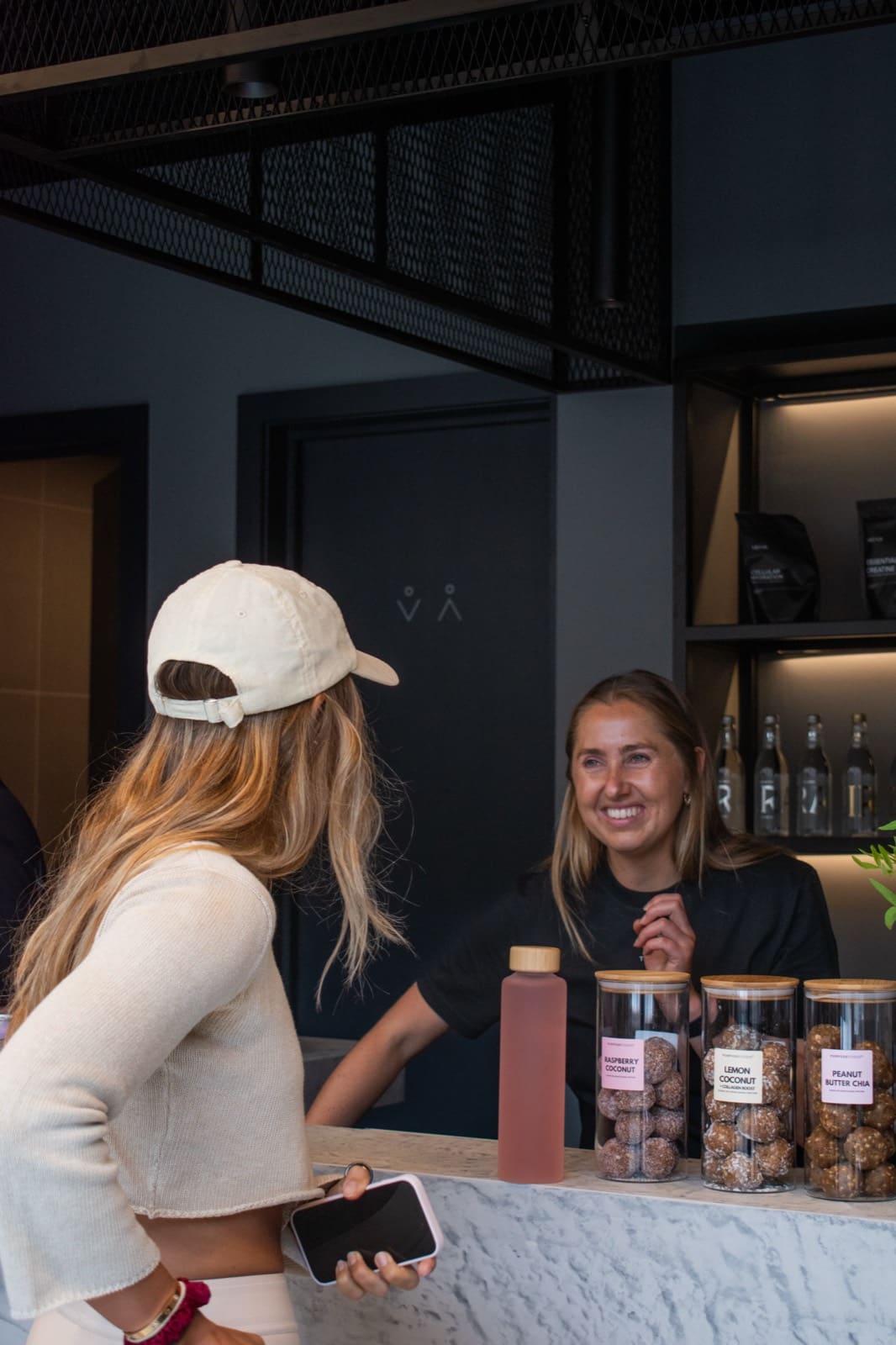 The counter at KARVE Café Victoria, with protein bites and drinks being served The counter at KARVE Café Victoria, with protein bites and drinks being served