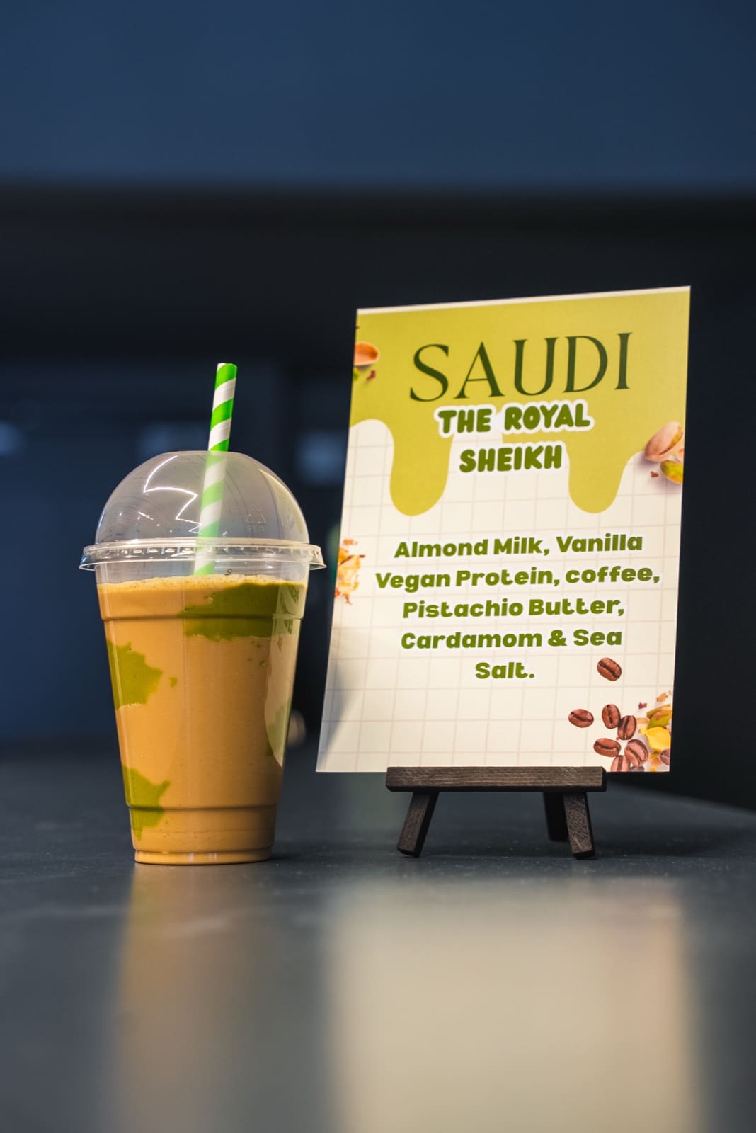 Saudi Sheikh — espresso, pistachio butter and cardamom Saudi Sheikh — espresso, pistachio butter and cardamom